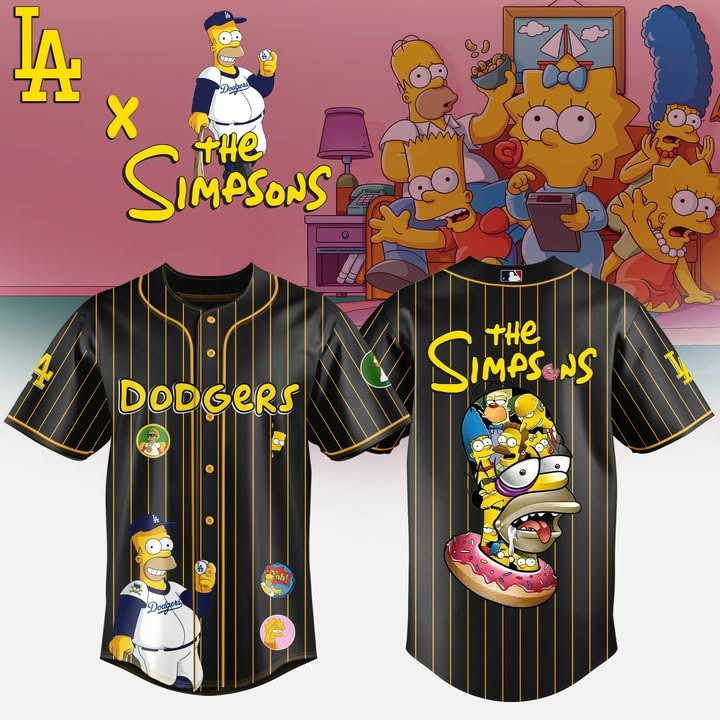 Los Angeles Dodgers x The Simpsons Jersey MLB Merch Gifts For Baseball Fans Lovers