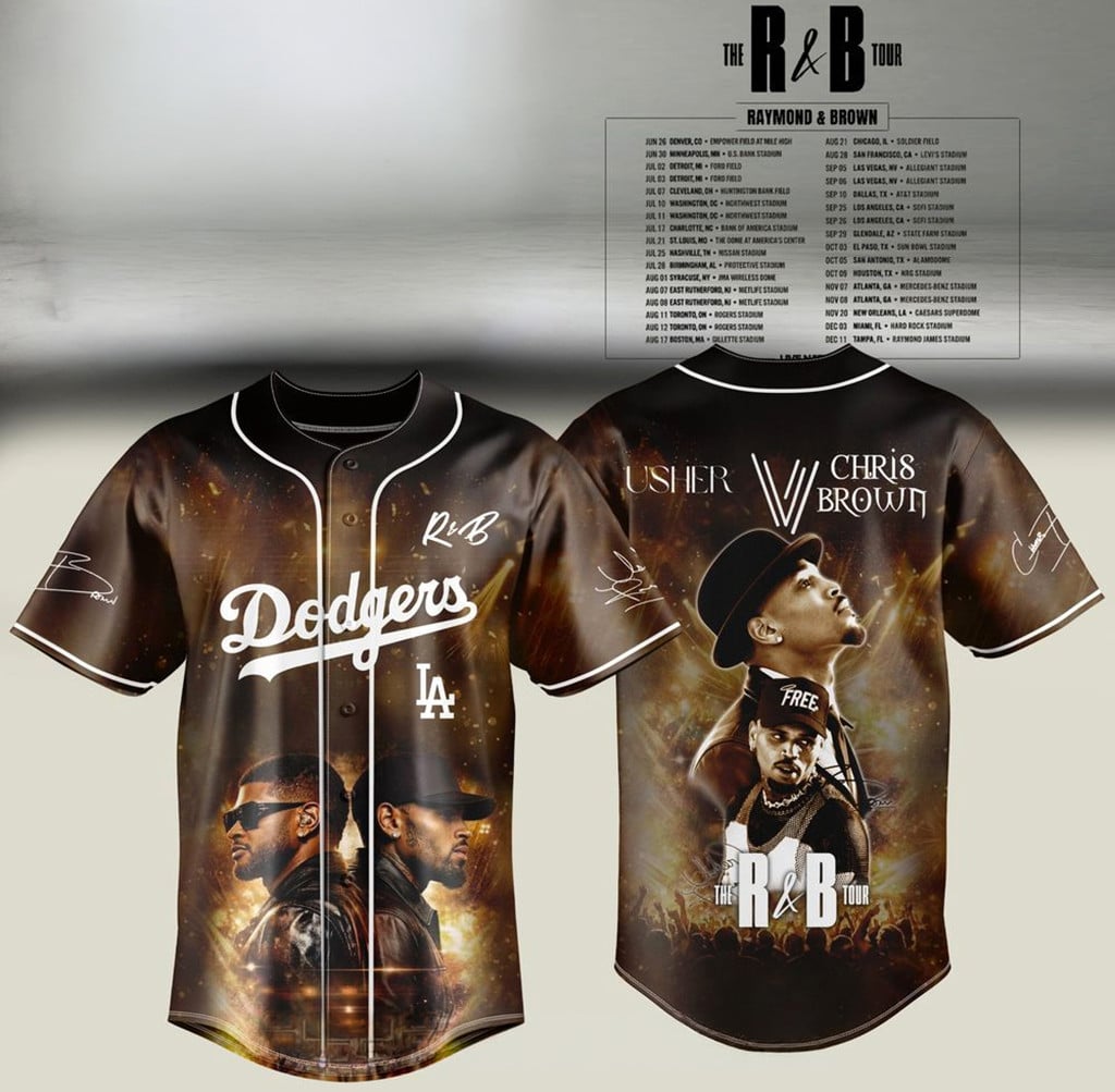 Los Angeles Dodgers X Usher And Chris Brown The R&B Tour 2026 Jersey LA Dodgers Merch