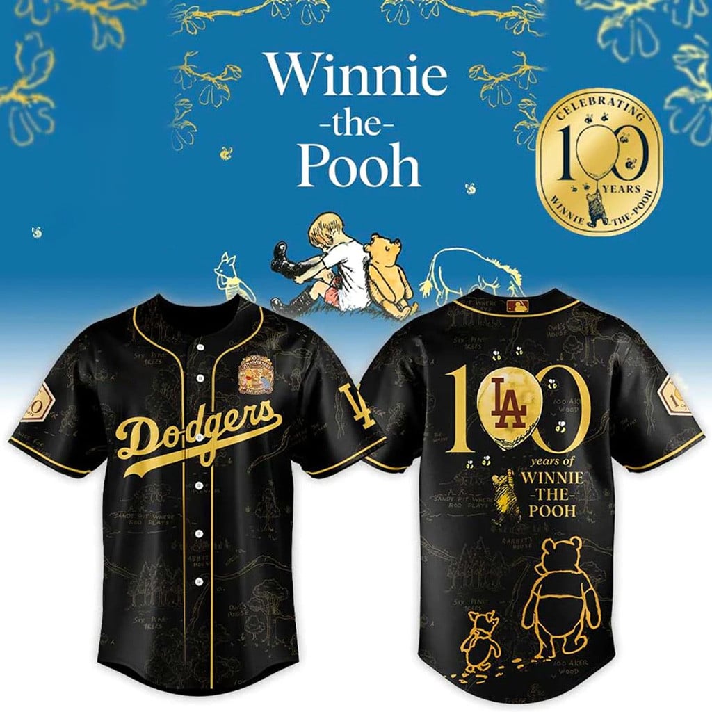 Los Angeles Dodgers x Winnie The Pooh 100th Anniversary Baseball Jersey Dodgers Merch