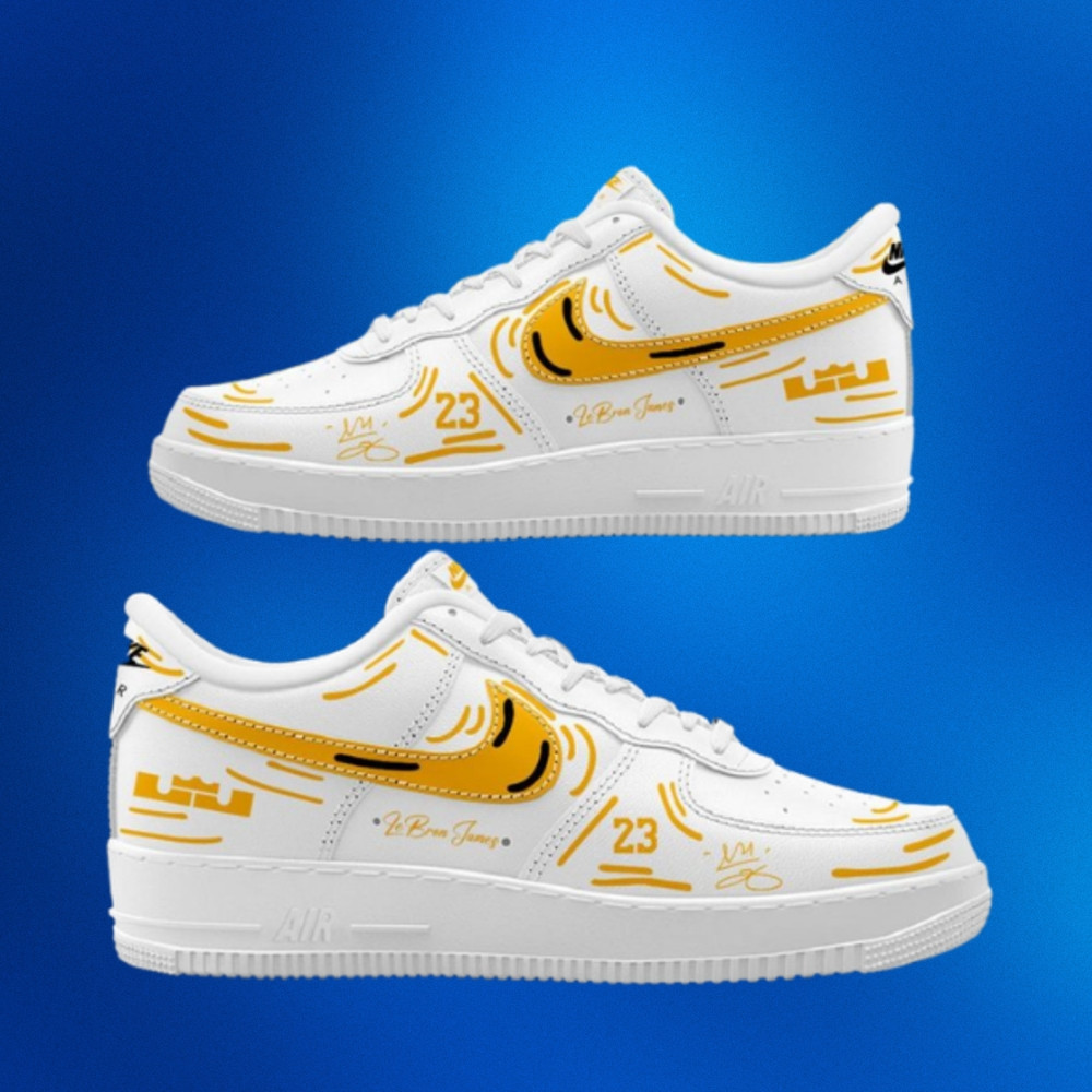 Los Angeles Lakers X Lebron James 2026 Air Force 1 Shoes Sneakers Lakers Merch Gifts For BFF Los Angeles Lakers X Lebron James 2026 Air Force 1 Shoes Sneakers Lakers Merch Gifts For BFF - Image 1