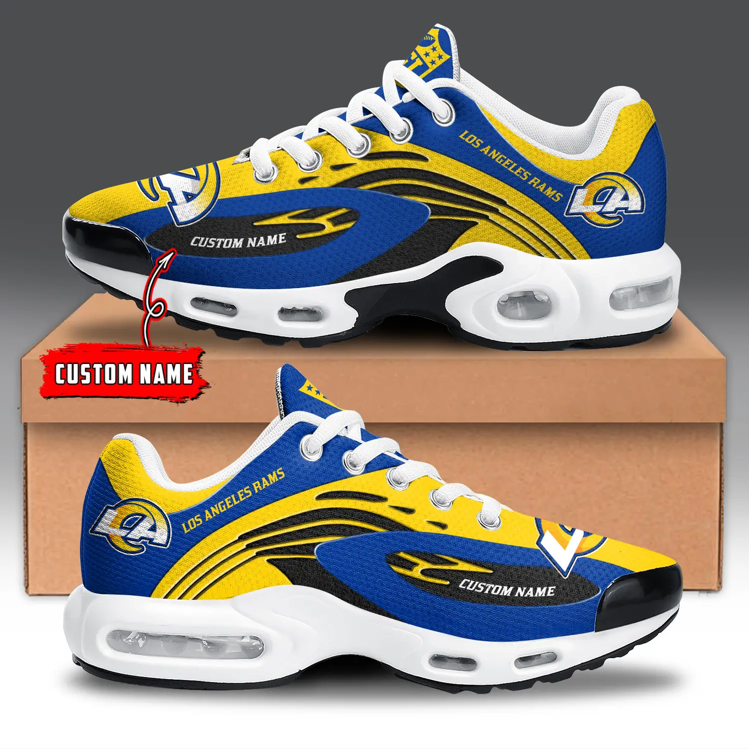 Los Angeles Rams Air Max Plus Shoes Sneakers For Men And Women Los Angeles Rams Air Max Plus Shoes Sneakers For Men And Women - Image 1