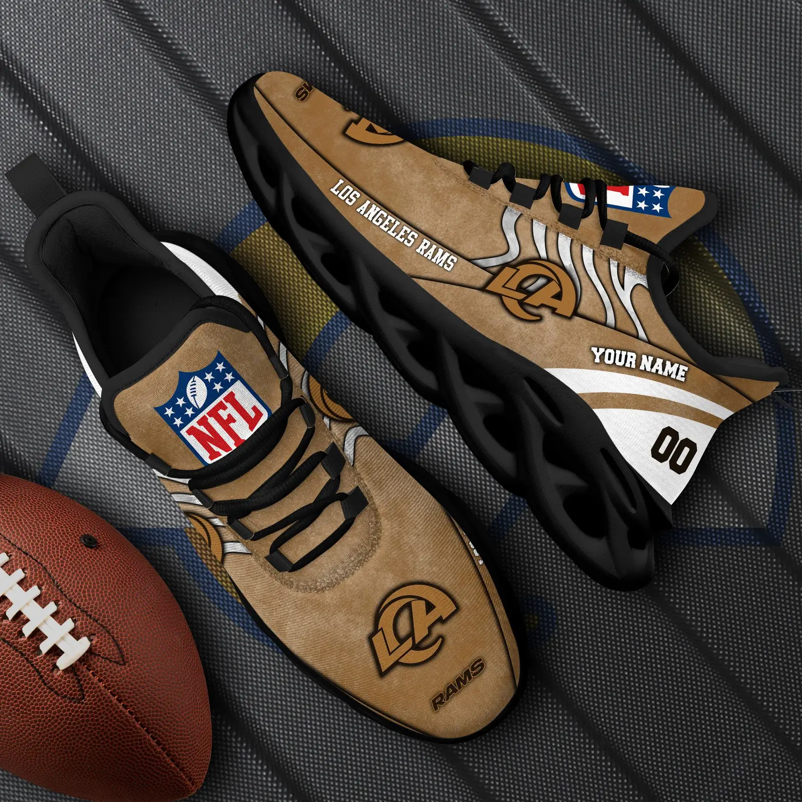 Los Angeles Rams Black Max Soul Shoes 2026 Versions Custom Your Name And Number 264