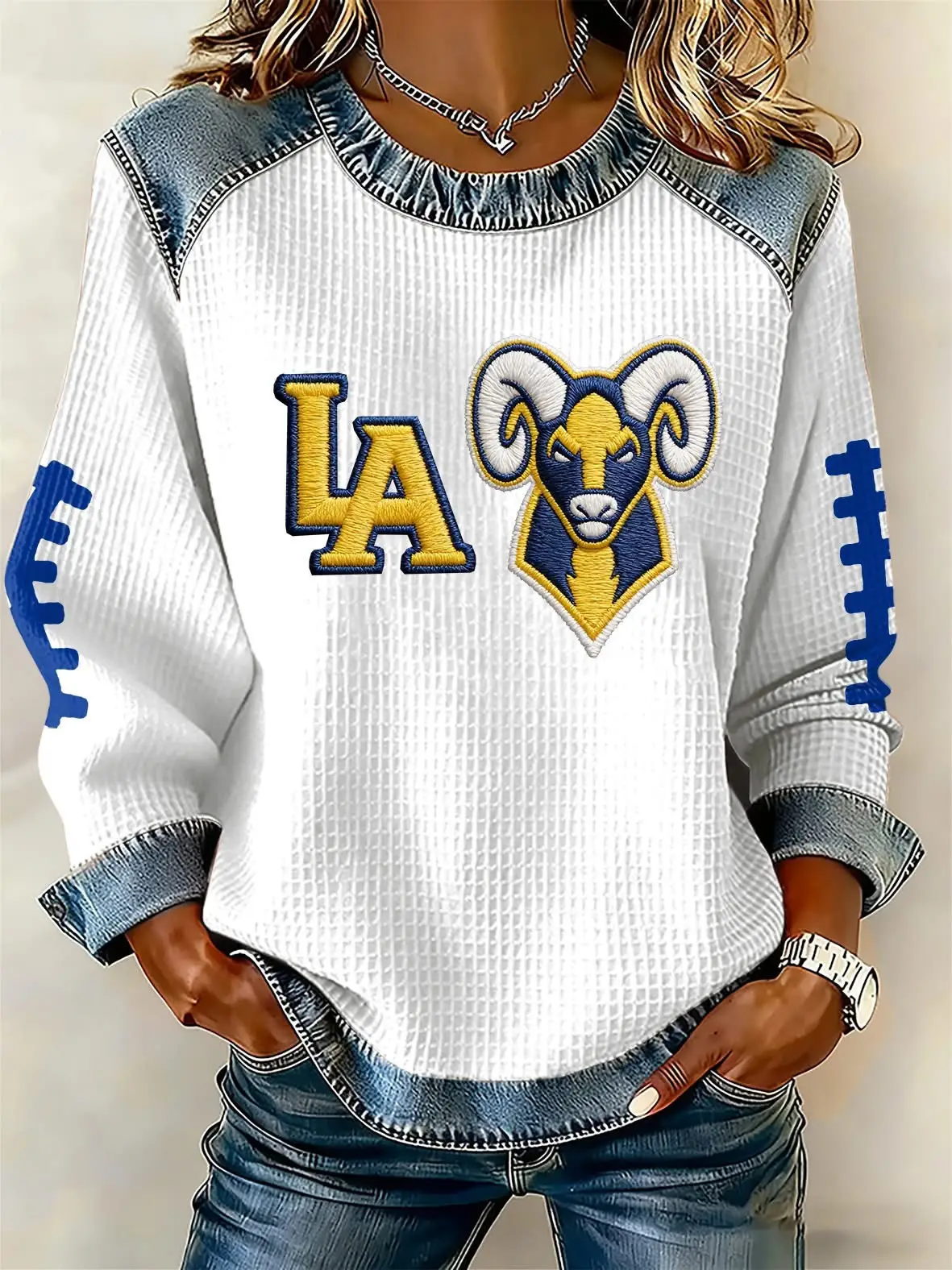 Los Angeles Rams Sweatshirt Women?? Game Day Outfits LA Rams Football Merch Gifts For Fans