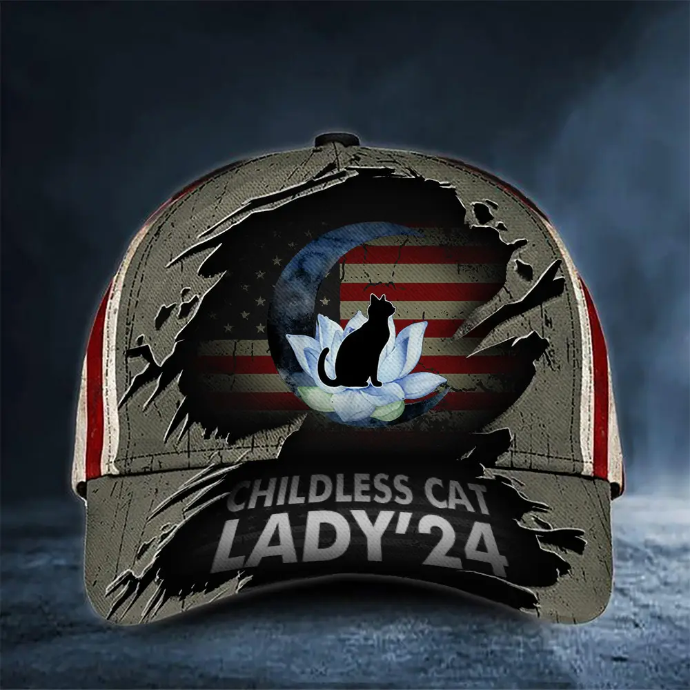 Lotus Back Cat Childless Cat Lady 24 Hat Kamala Harris 2024 Supporter Cap Gifts For Dad