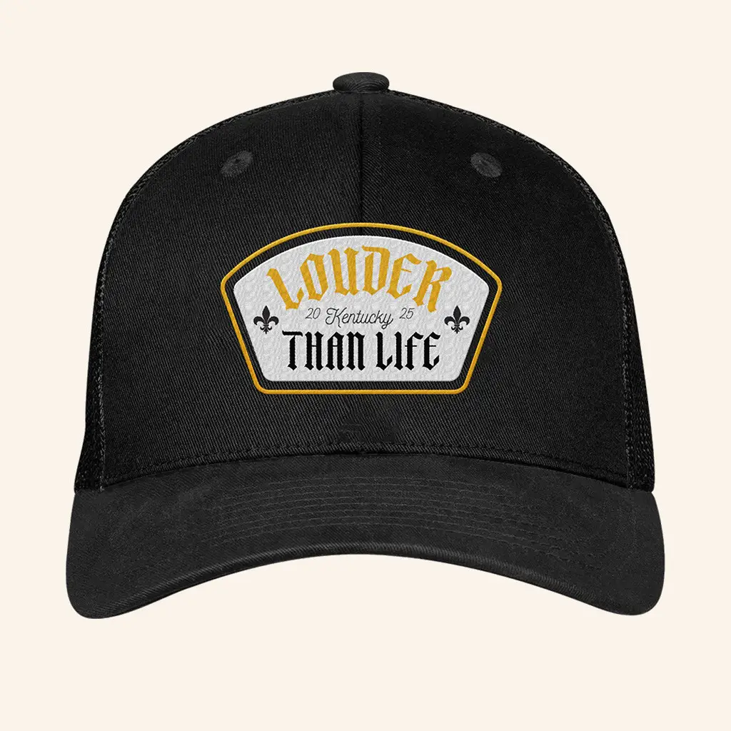 Louder Than Life Merch Saint Shield Embroidered Trucker Hat Music Related Gifts For Guys -WearandDecor