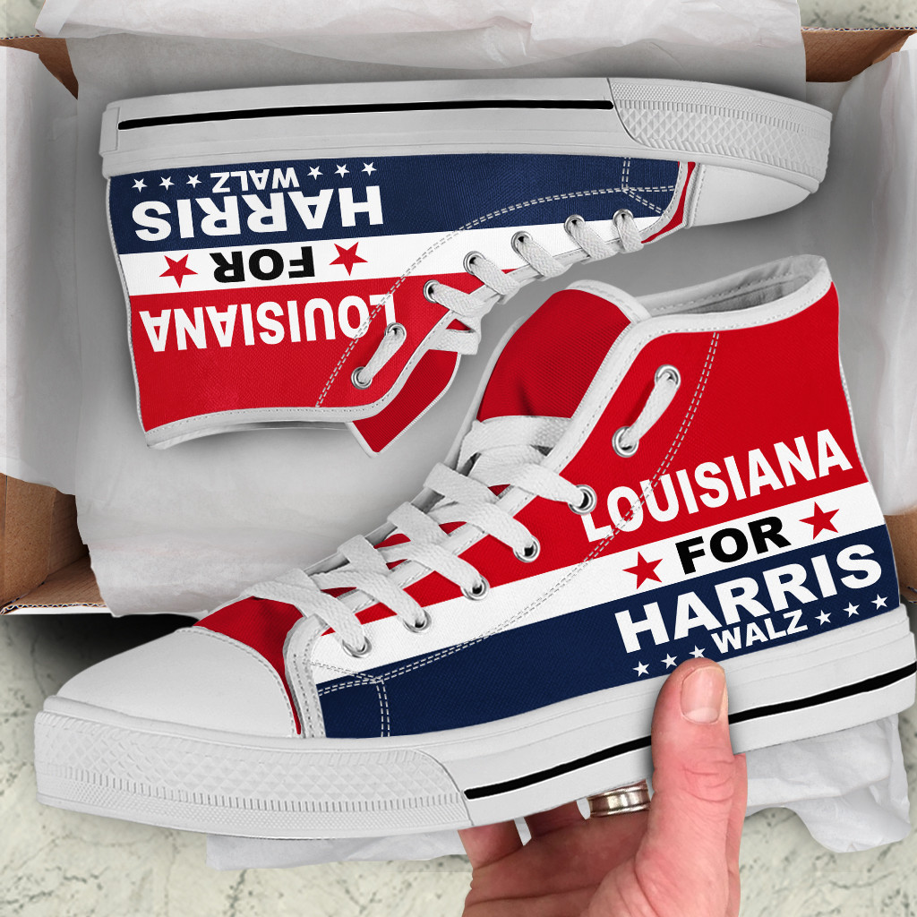 Louisiana For Harris Walz 2024 High Top Shoes Vote Democracy Sneakers Kamala Political Campaign Merch