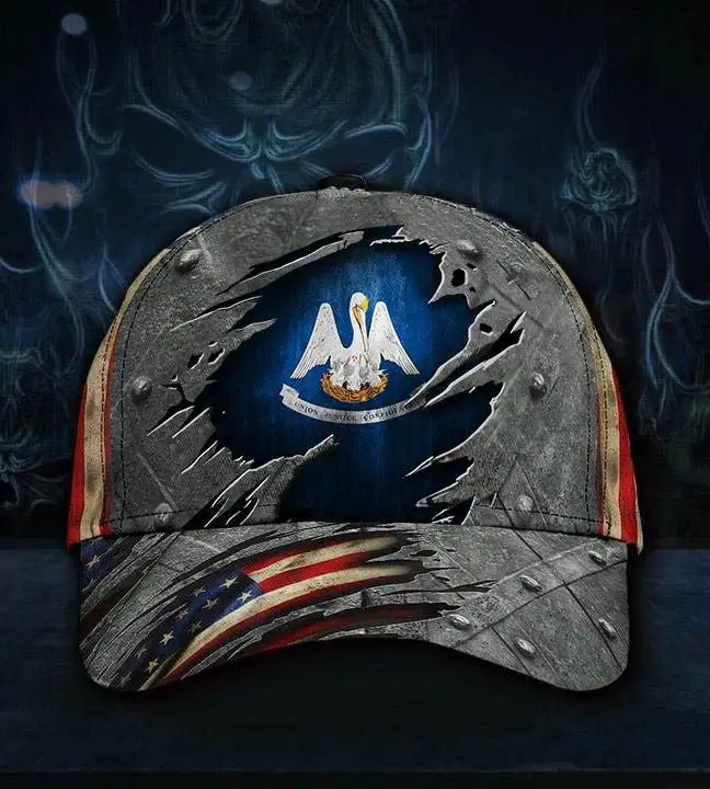 Louisiana State Flag Hat 3D Printed U.S Flag Men's Cap Louisiana Hat Pride Patriotic -WearandDecor
