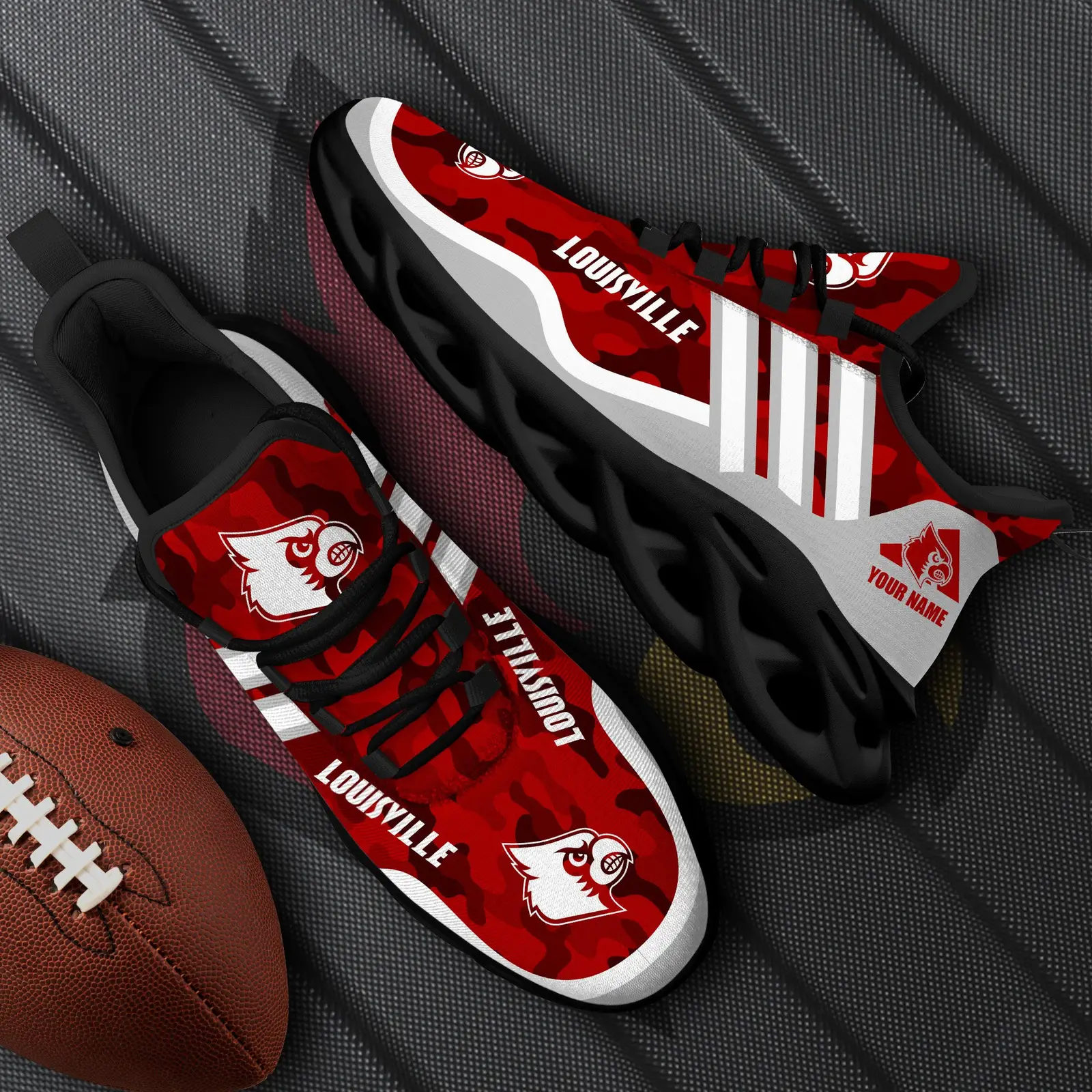 Louisville Cardinals Black Max Soul Shoes 2026 Versions Custom Name 466 Louisville Cardinals Black Max Soul Shoes 2026 Versions Custom Name 466 - Image 1