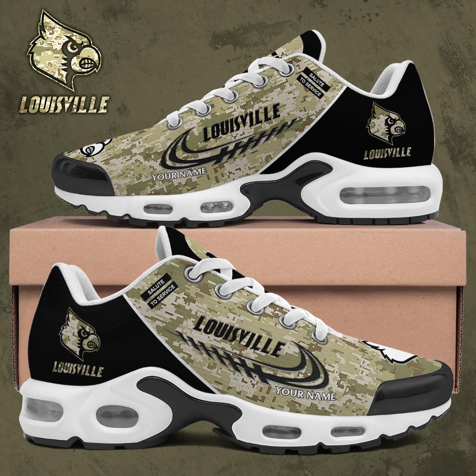Louisville Cardinals Shoes 2025 Version Custom Name, Camouflage Shoes, Gifts For Football Lovers Ph636