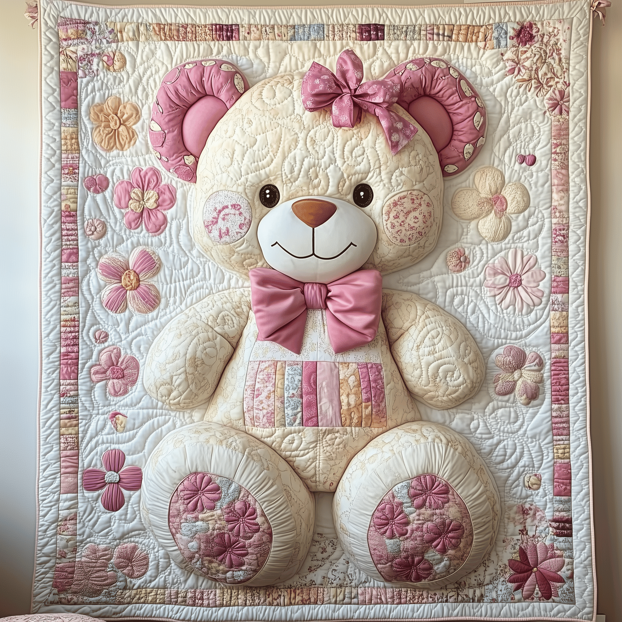 Love Bear For Her Quilted Blanket Cozy Living Decor First Valentine Gift For Boyfriend