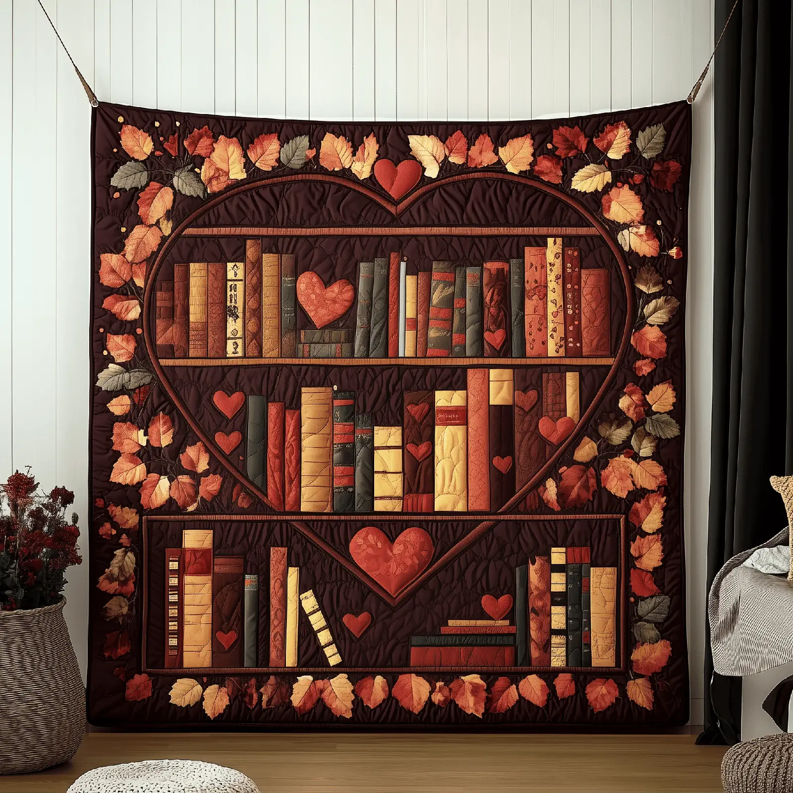Love Books Quilted Blanket Cozy Vibe Unique Home Decor Book Lover Gift Ideas