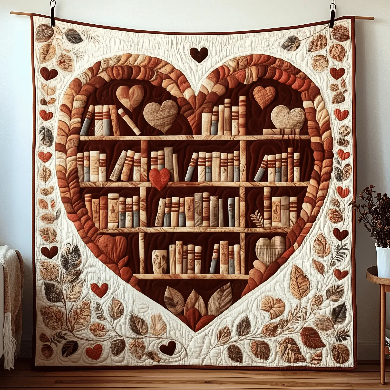 Love Books Quilted Blanket Vintage Home Decor Gift Ideas For Bookish