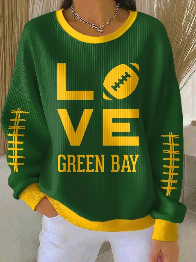 Love Green Bay Packers Sweatshirt Game Day Football Christmas Gifts For Packers Fans For Her
