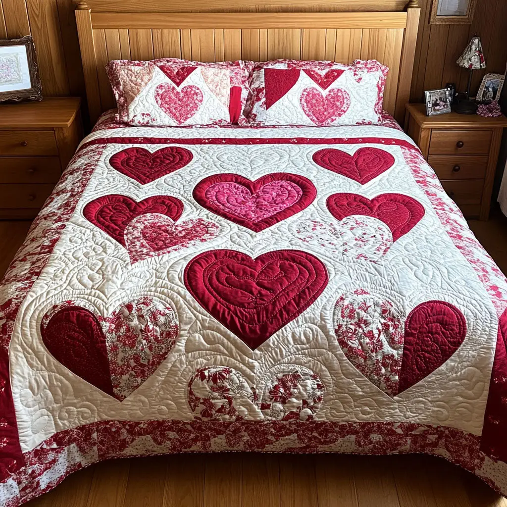 Love In Bloom Quilted Bedding Set Romantic Floral Bedroom Decor Best Gift For Couples