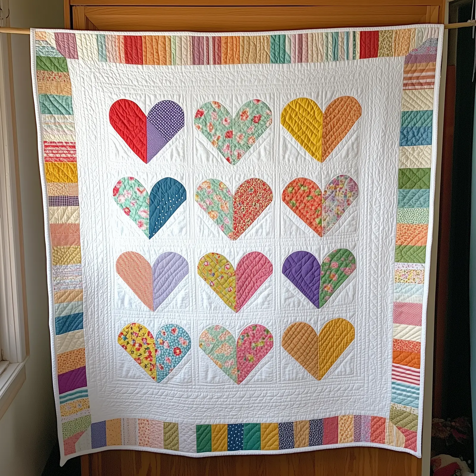 Love In Bloom Quilted Blanket Heart Art Design Cozy Home Decor Unique Mother's Day Gifts