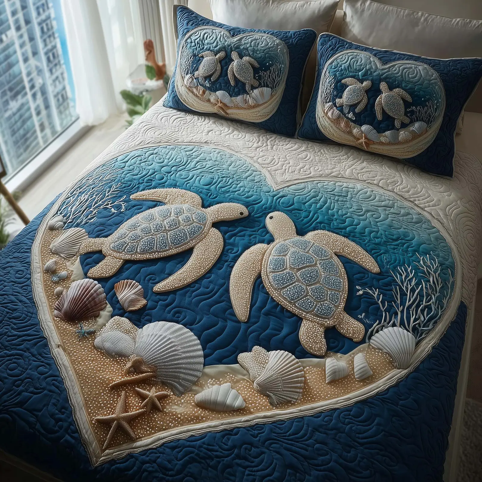 Lovebound Hearts Quilted Bedding Set Aesthetic Home Decor Valentine's Day Gifts For Her