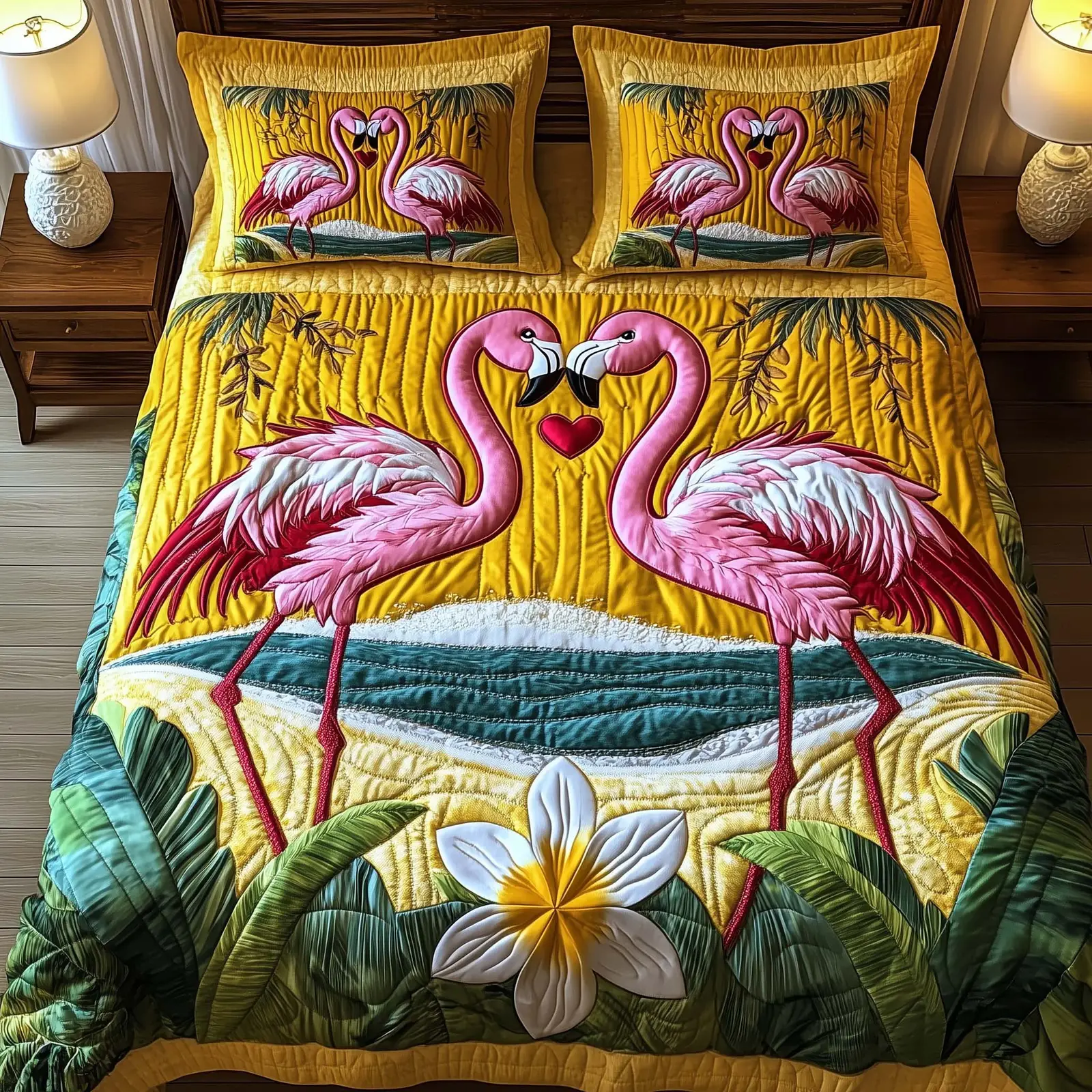 Lovebound Hearts Quilted Bedding Set Chic Home Decor Unique Valentine's Day Ideas