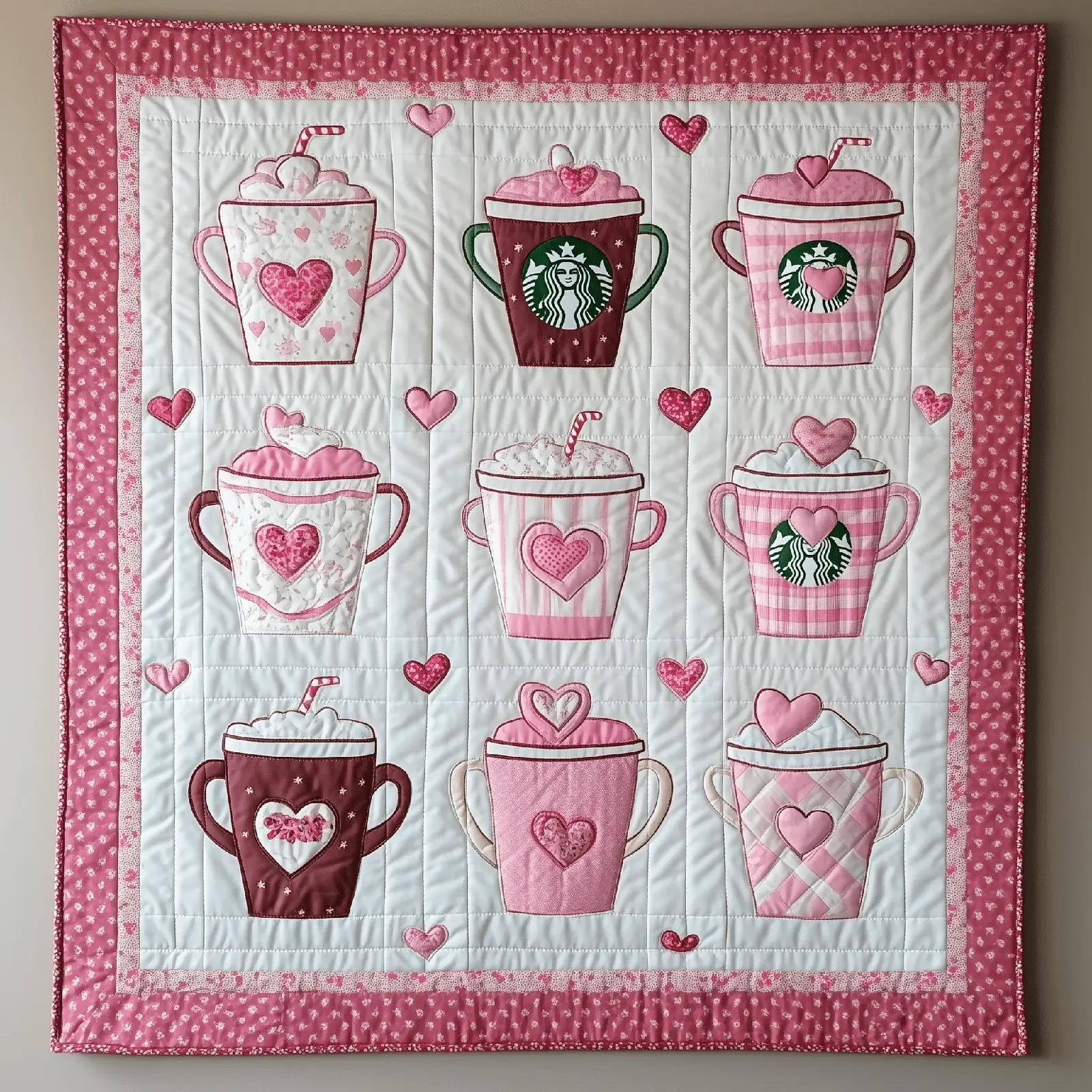Lovely Cups Of Love Quilted Blanket Room Accessories Cute Gifts For Girlfriend