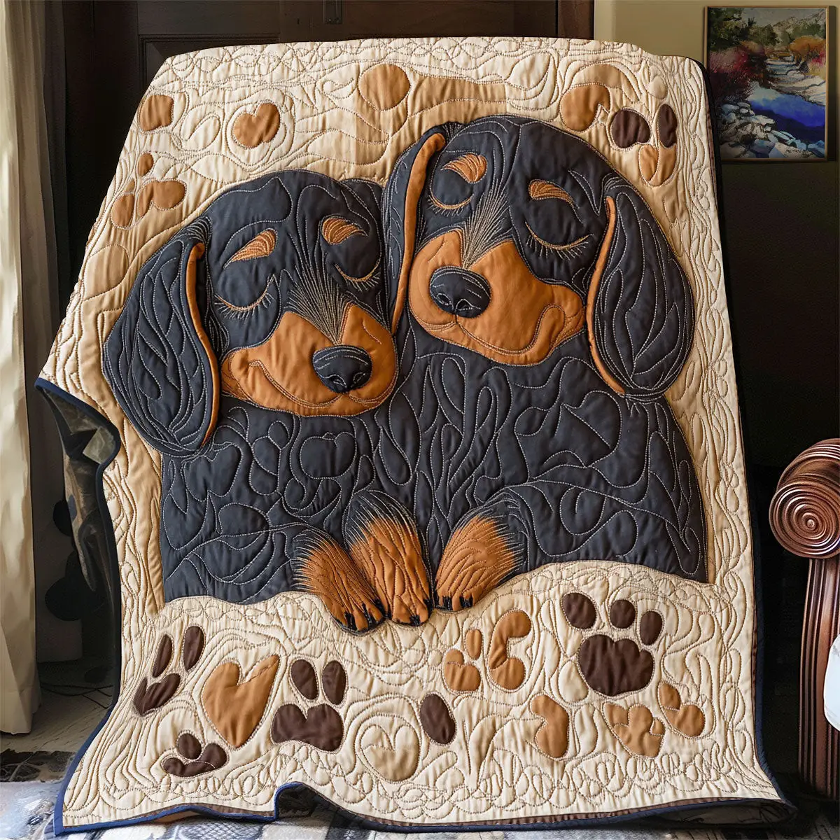 Lovely Dachshund Quilted Throw Blankets Mother's Day Gifts For Daughter
