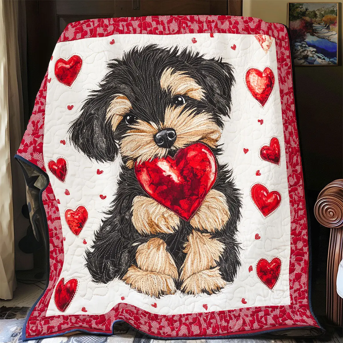 Lovely Puppy Heart Quilt Blanket Fluffy Throw Blanket Nice Present Ideas For Puppy Lovers