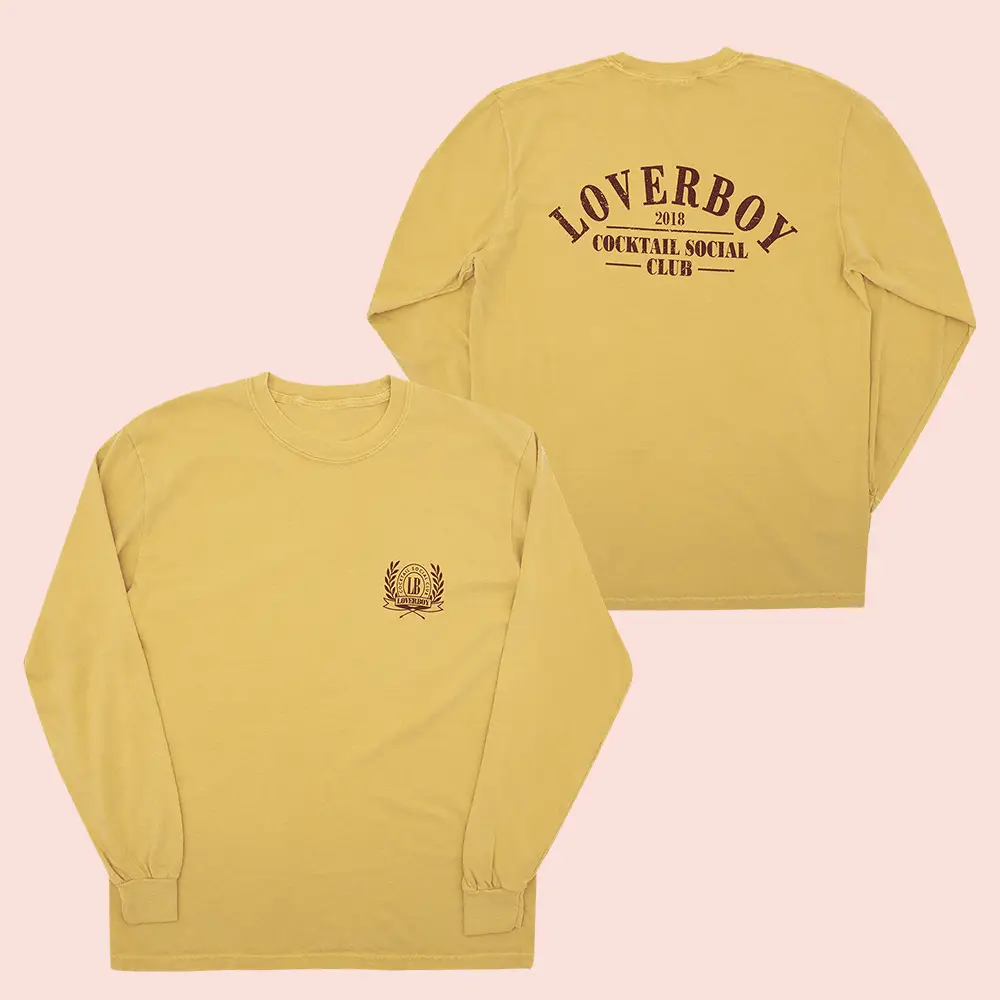 Loverboy Merch Cocktail Social Club Aesthetic Mustard Sweatshirt Best Gift For Men Loverboy Merch Cocktail Social Club Aesthetic Mustard Sweatshirt Best Gift For Men - Image 1