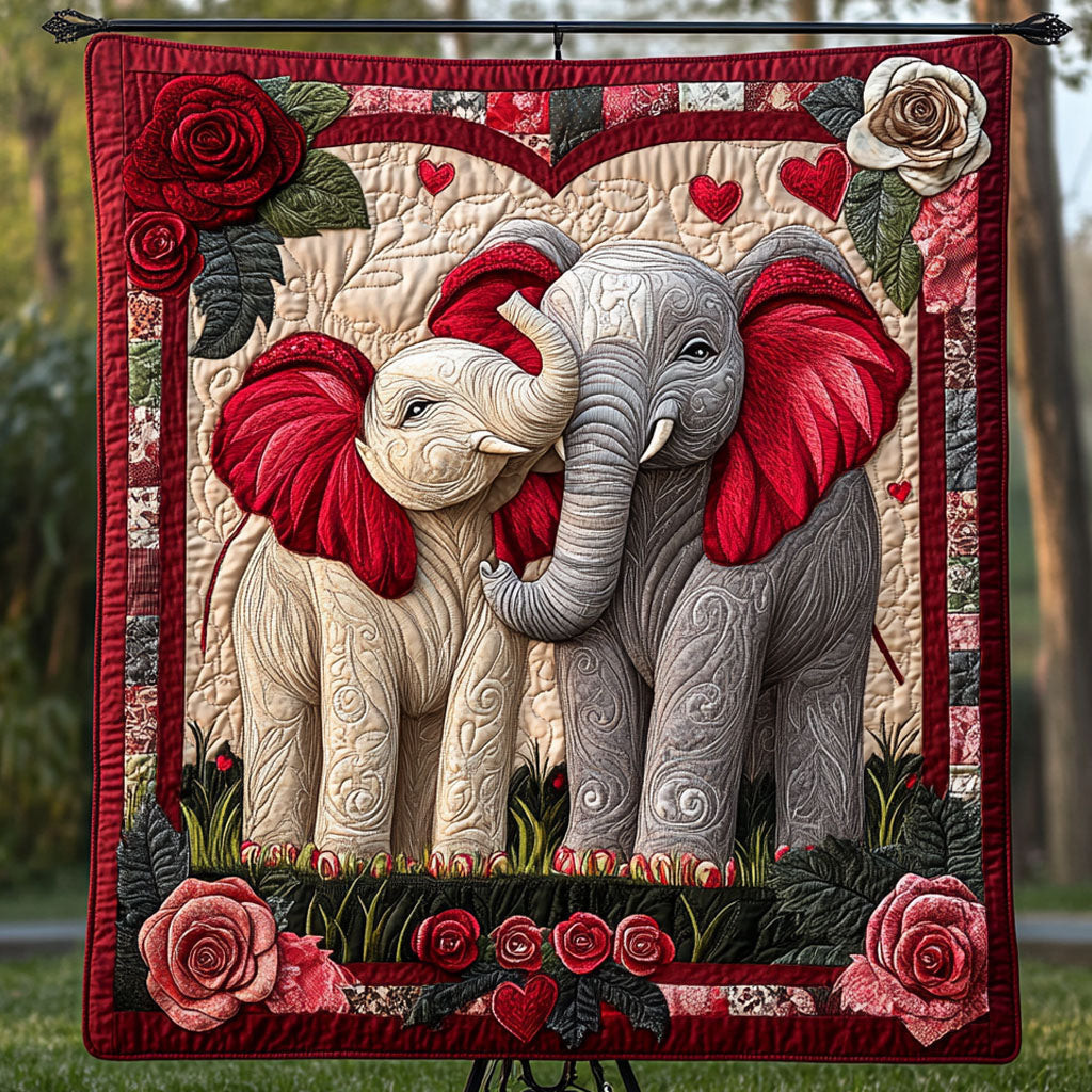 Loving Elephant Quilted Blanket Minimalist Home Decor Valentine Gift Ideas For Him