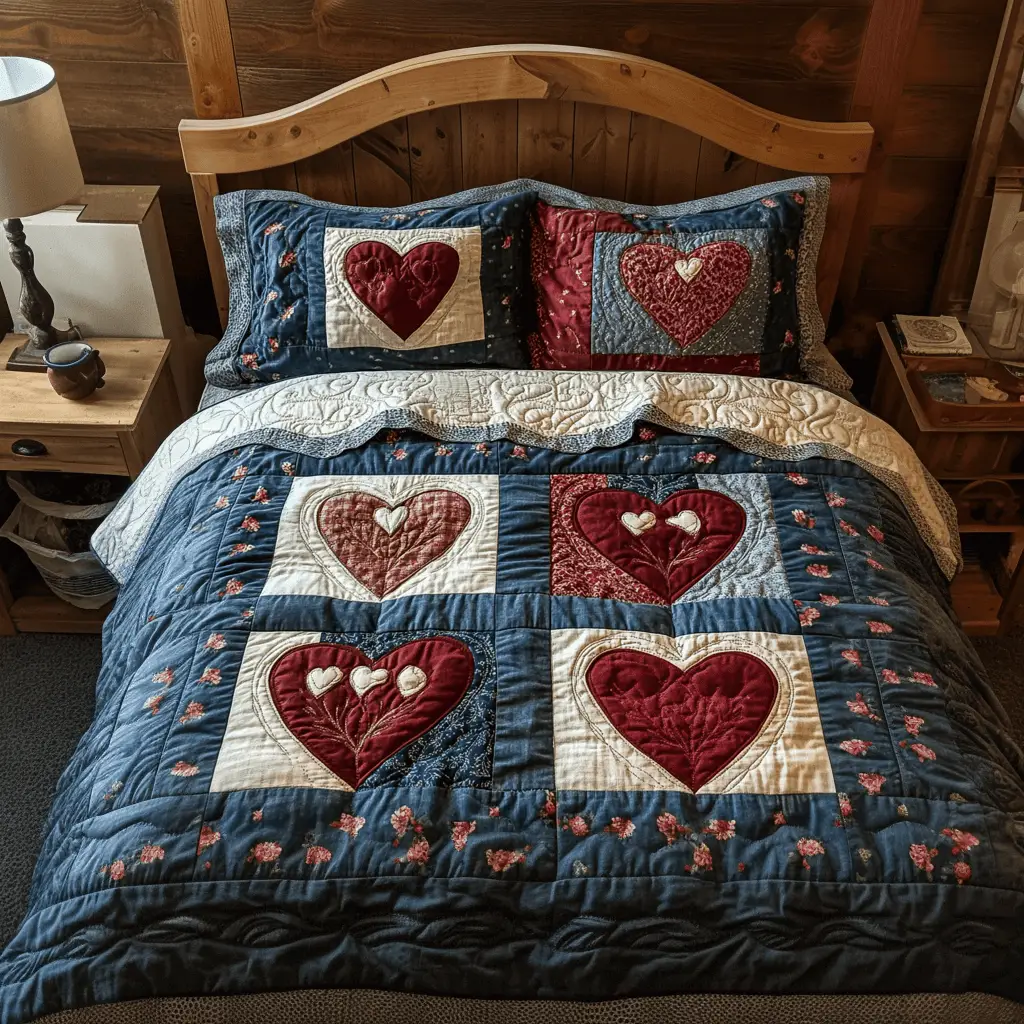 Loving Stitches Quilted Bedding Set Chic Home Decor Unique Valentine's Day Ideas