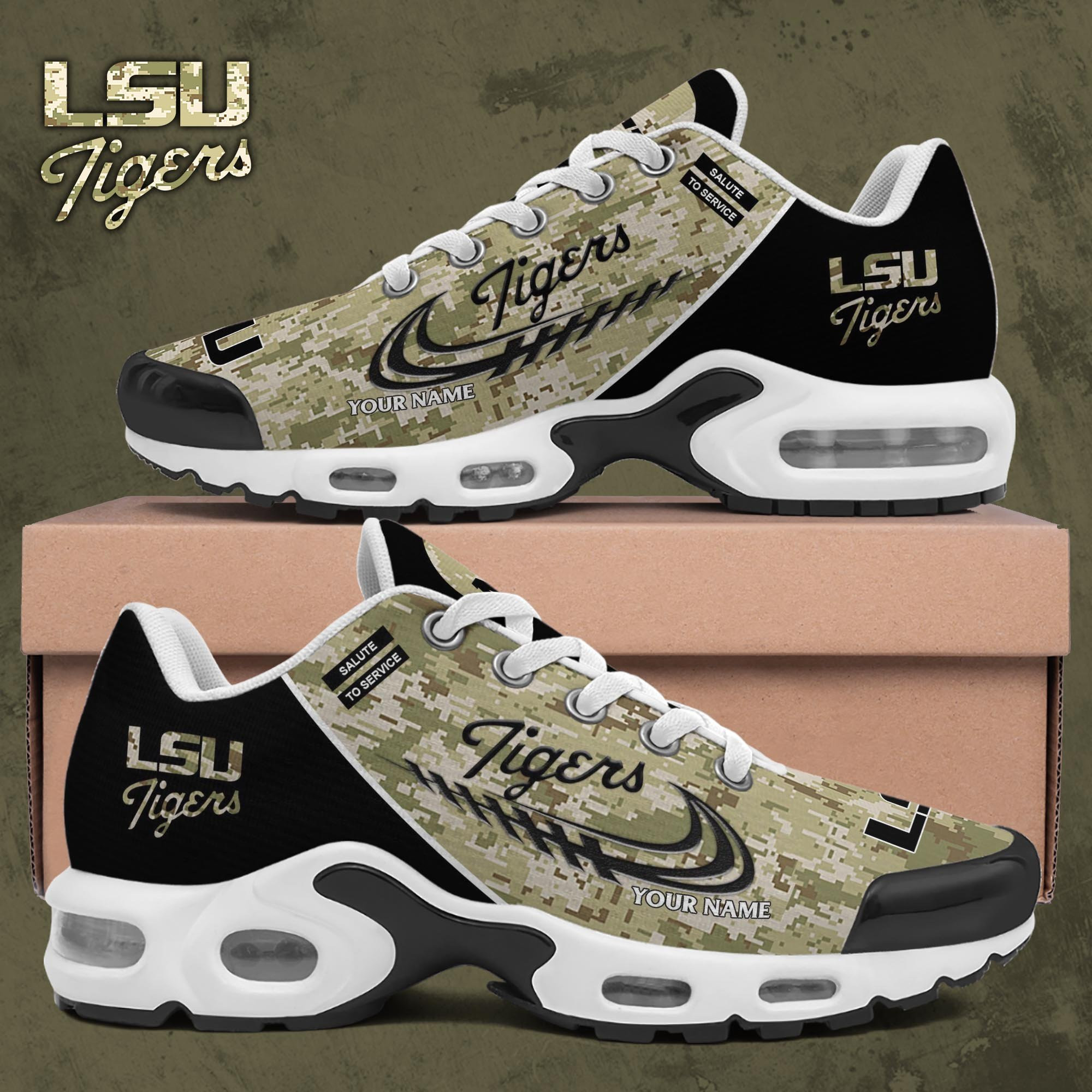Lsu Tigers Shoes 2025 Version Custom Name, Camouflage Shoes, Gifts For Football Lovers