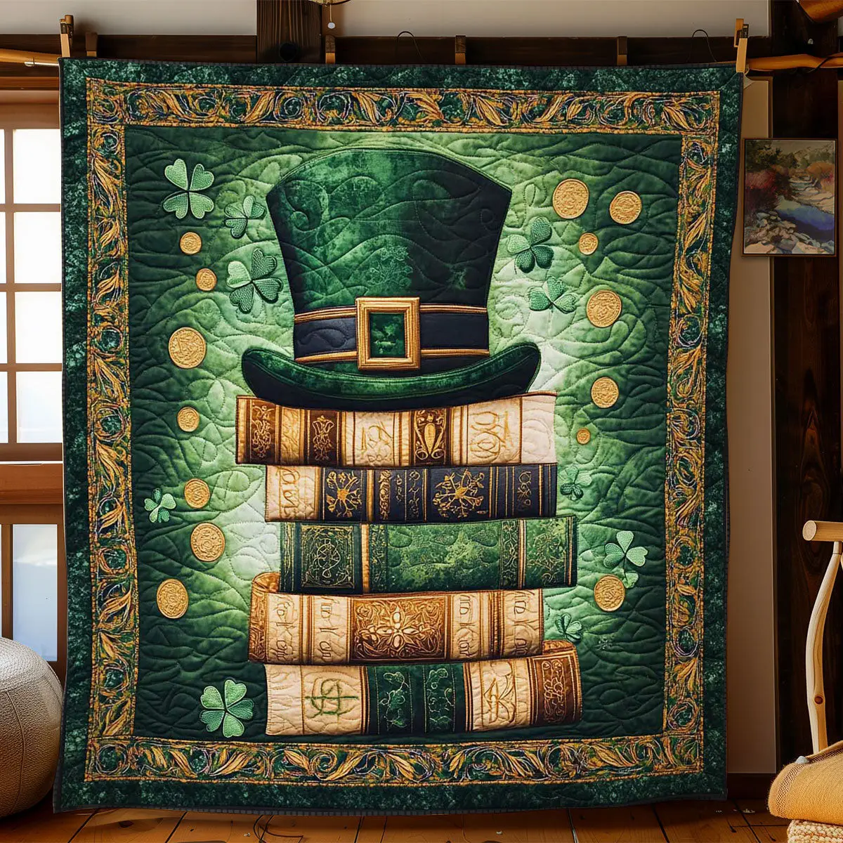 Lucky Bearded Collie Quilted Blanket Cozy Bedroom Idea St Patricks Day Presents Idea