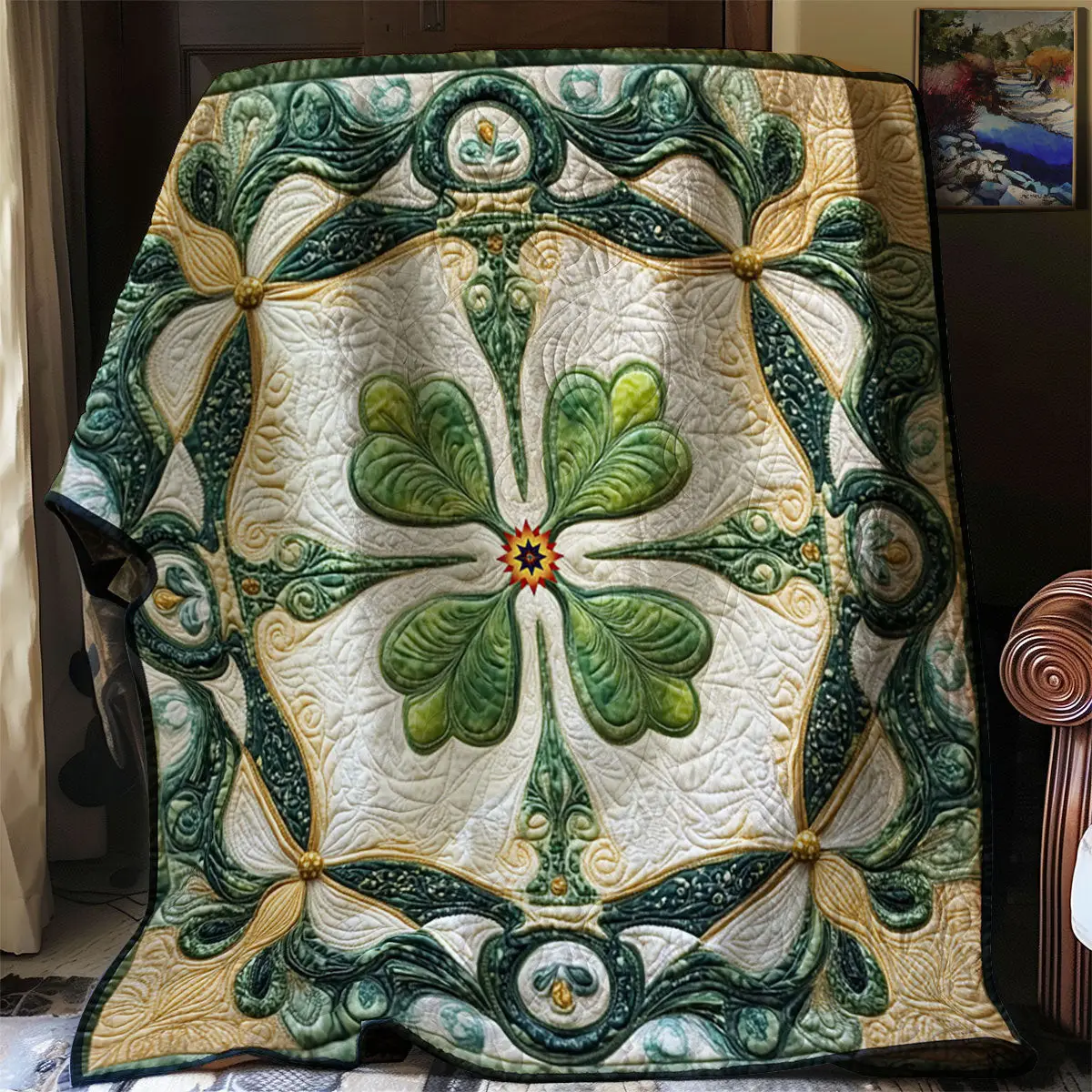 Lucky Clover Quilt Blanket Best Couch Throw Blanket Good St Patricks Day Ideas For Gifts Lucky Clover Quilt Blanket Best Couch Throw Blanket Good St Patricks Day Ideas For Gifts - Image 1