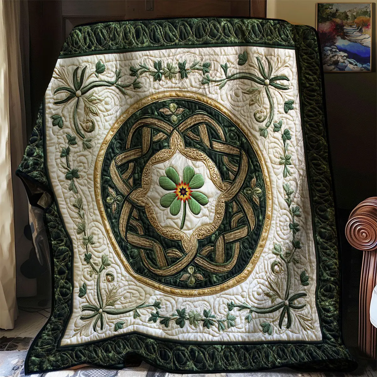 Lucky Clover Quilt Blanket Best Couch Throw Blanket St Patrick'S Day Birthday Gift Ideas