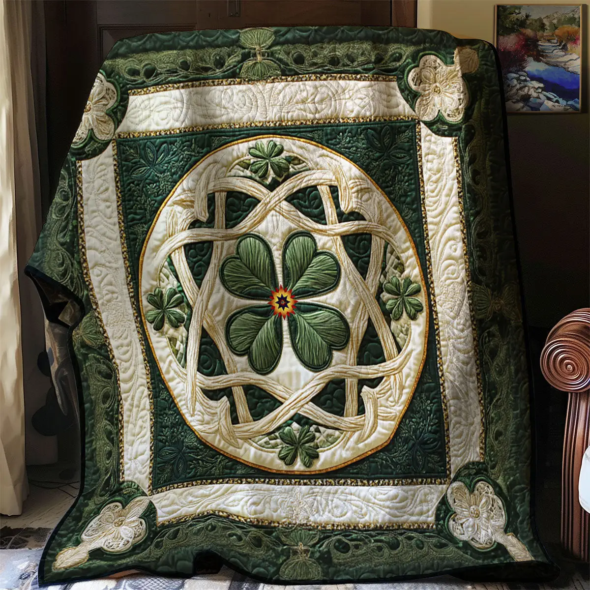 Lucky Clover Quilt Blanket Best Couch Throw Blanket St Patrick's Gift Ideas