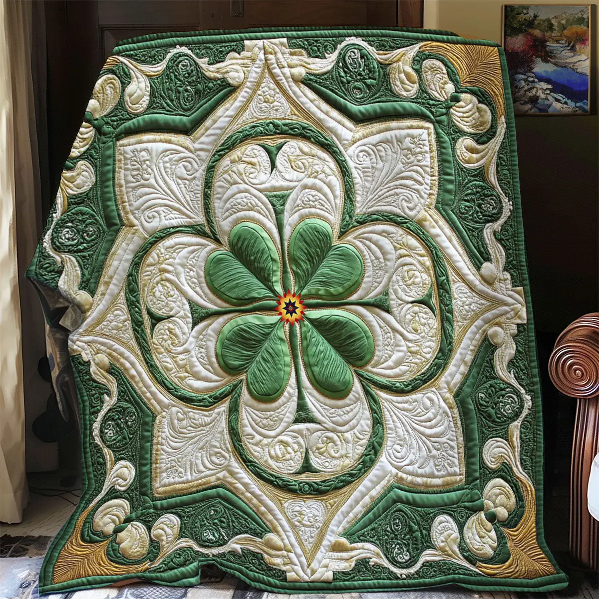 Lucky Clover Quilt Blanket Cute Soft Blanket Best St Patrick's Day Gifts