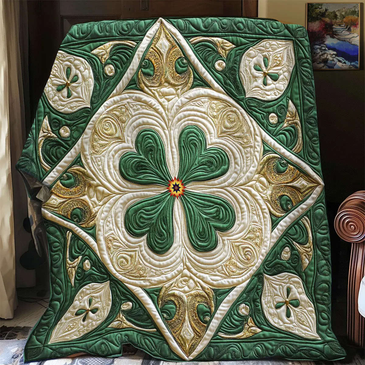 Lucky Clover Quilt Blanket Cute Soft Blanket Happy St Patricks Day Gifts