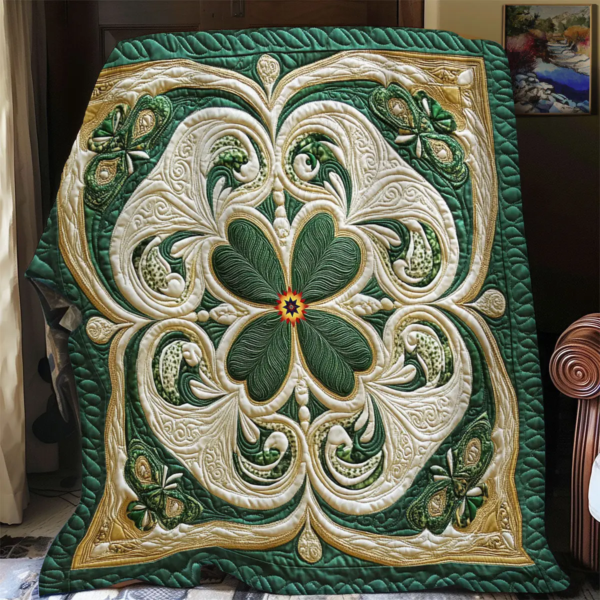 Lucky Clover Quilt Blanket Cute Soft Blanket St Patrick's Day Gift Ideas