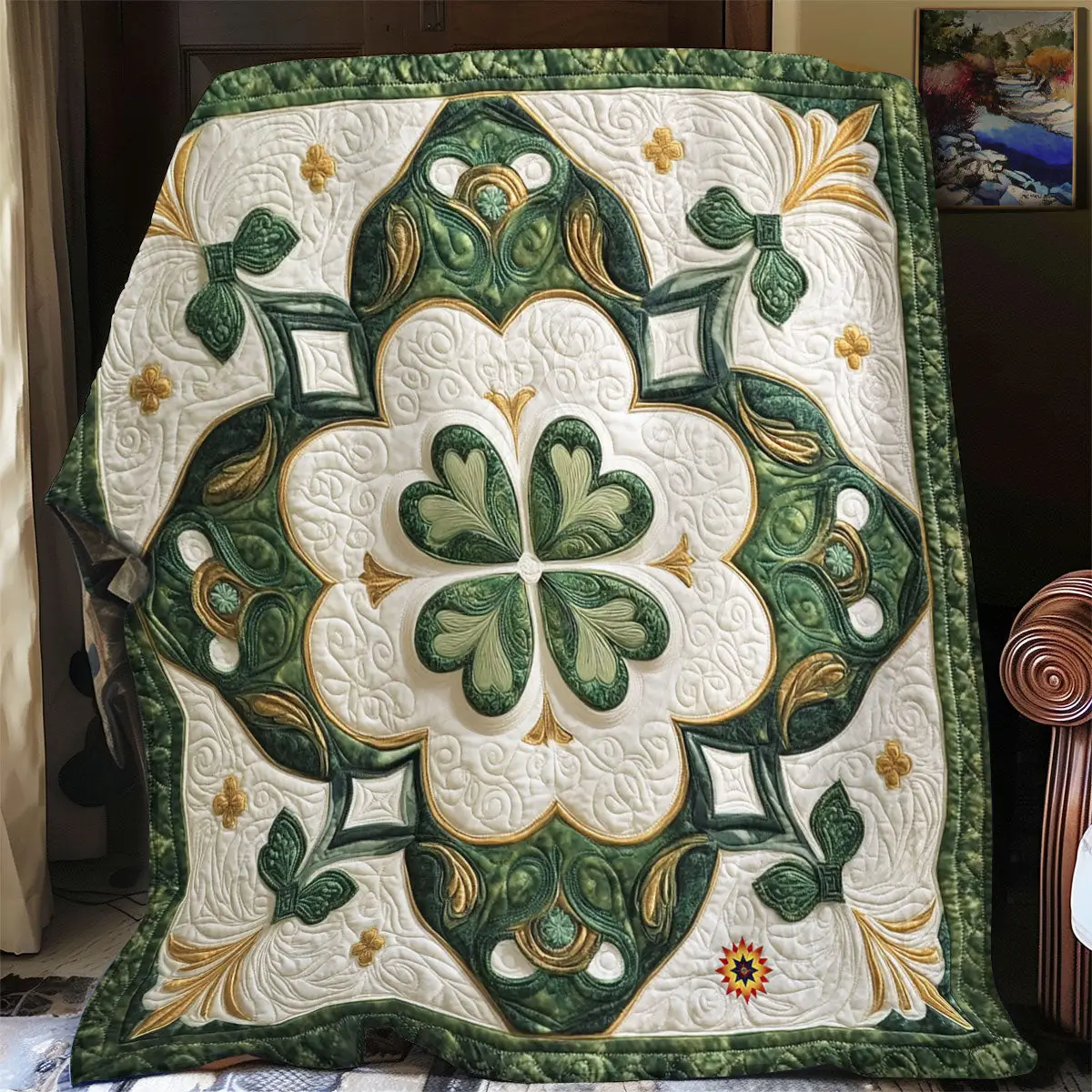 Lucky Clover Quilted Blanket Bedding Accessories St Patrick's Gifts For Grandma