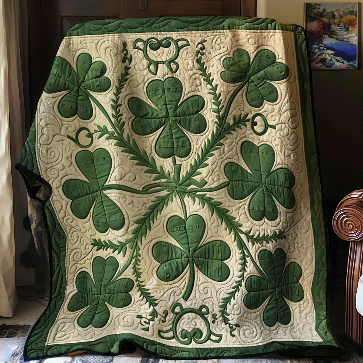 Lucky Clover Quilted Blanket Cozy Bedroom Idea St Patricks Day Presents Idea For Him
