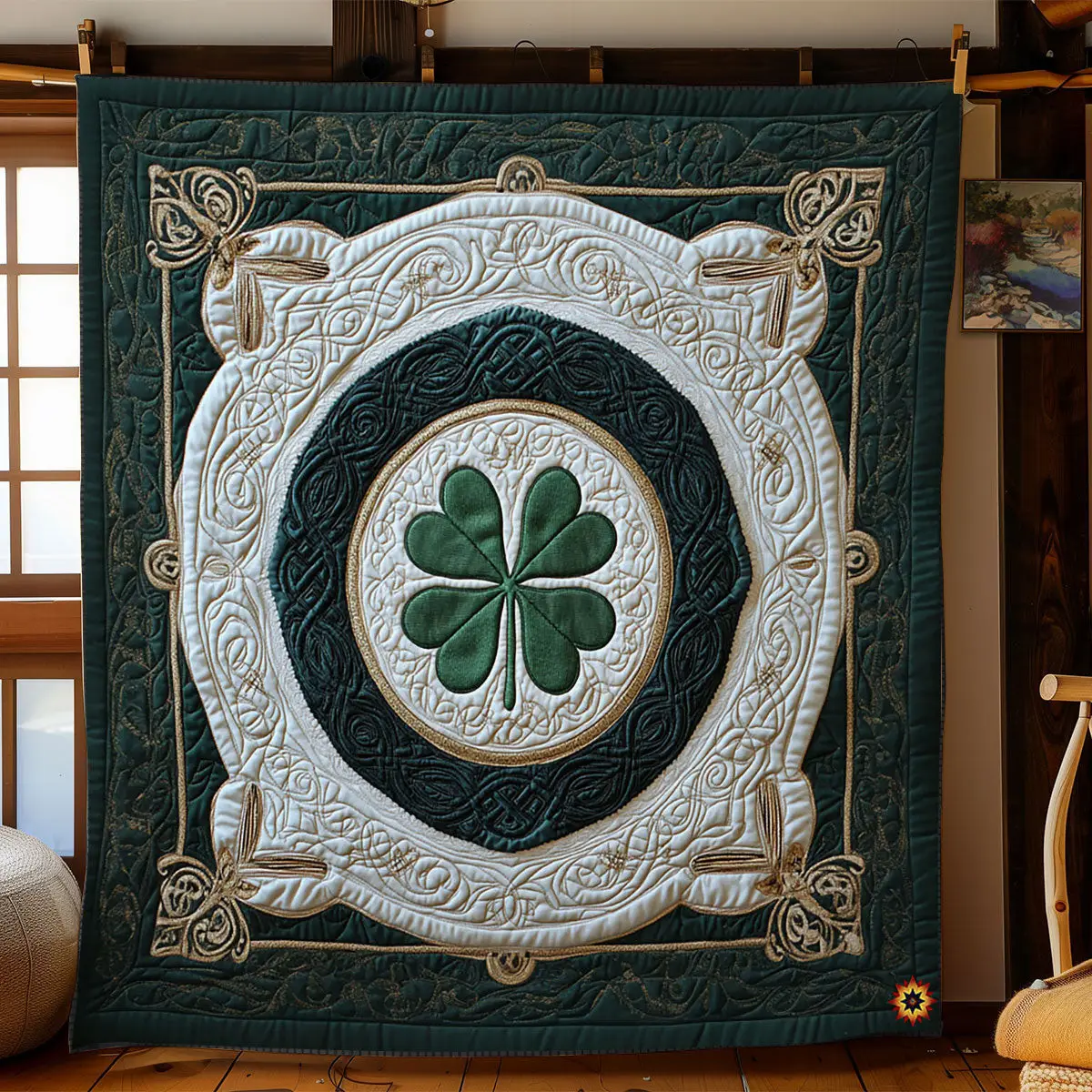 Lucky Clover Quilted Blanket Cozy Living Decor St Patricks Day Gifts For Girlfriend