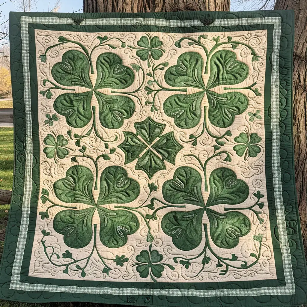 Lucky Clover Quilted Blanket Cozy Living Decor St Patricks Day Gifts For Girlfriend
