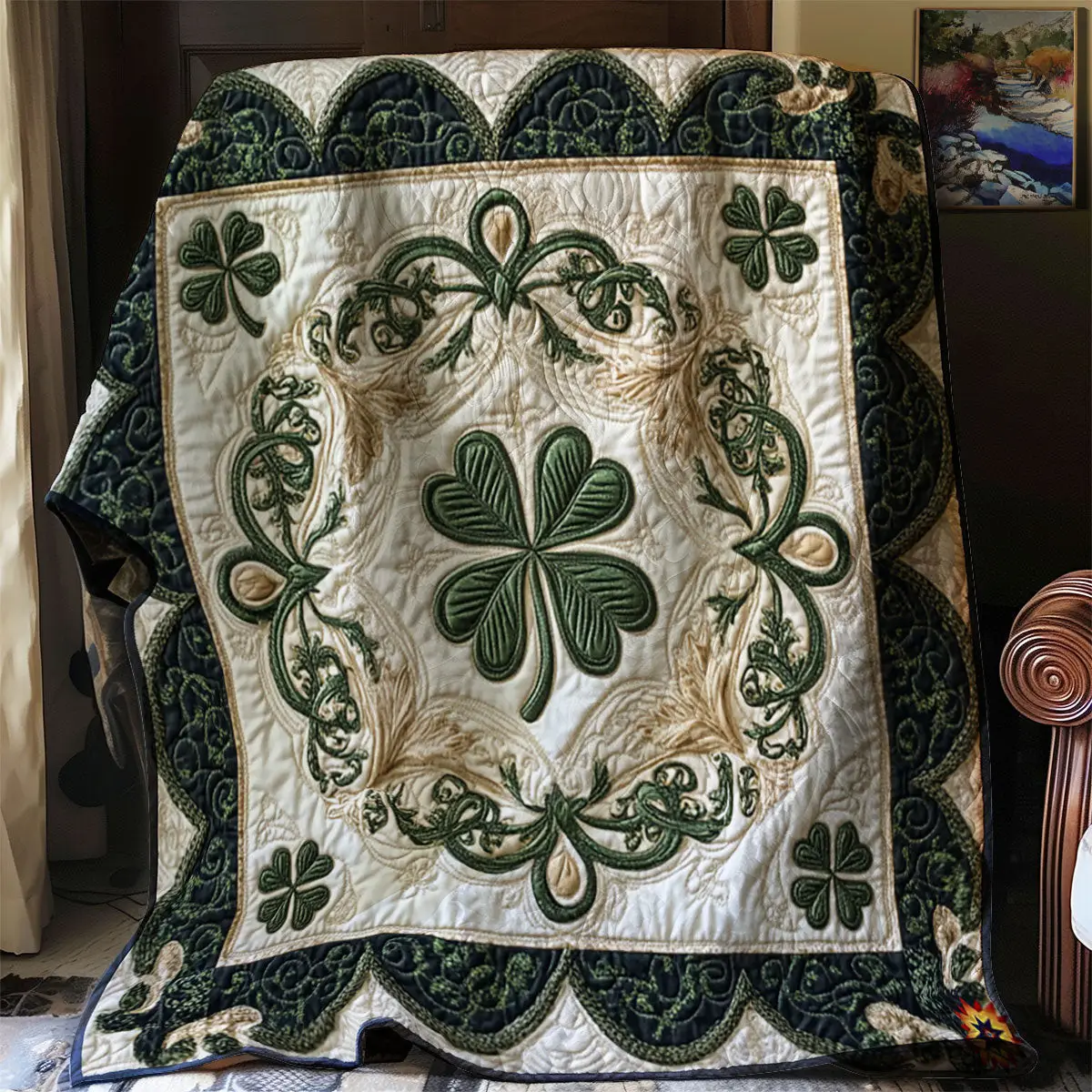 Lucky Clover Quilted Blanket Room Accessories St Patricks Day Gift Ideas For Family