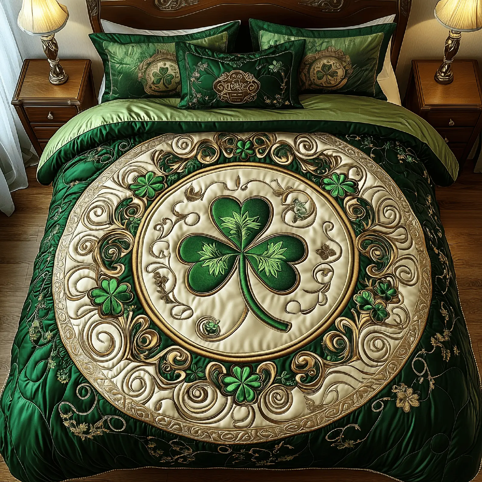 Lucky Irish Shamrock Quilted Bedding Set Cute St Patricks Day Ideas
