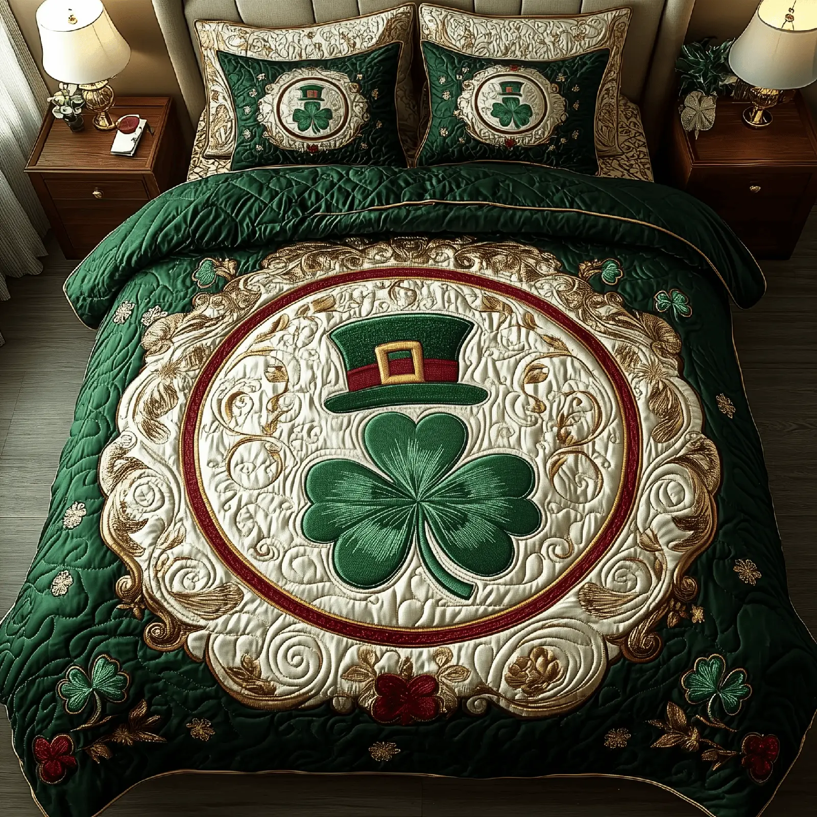 Lucky Irish Shamrock Quilted Bedding Set Ideas For St Patrick'S Day Decorations