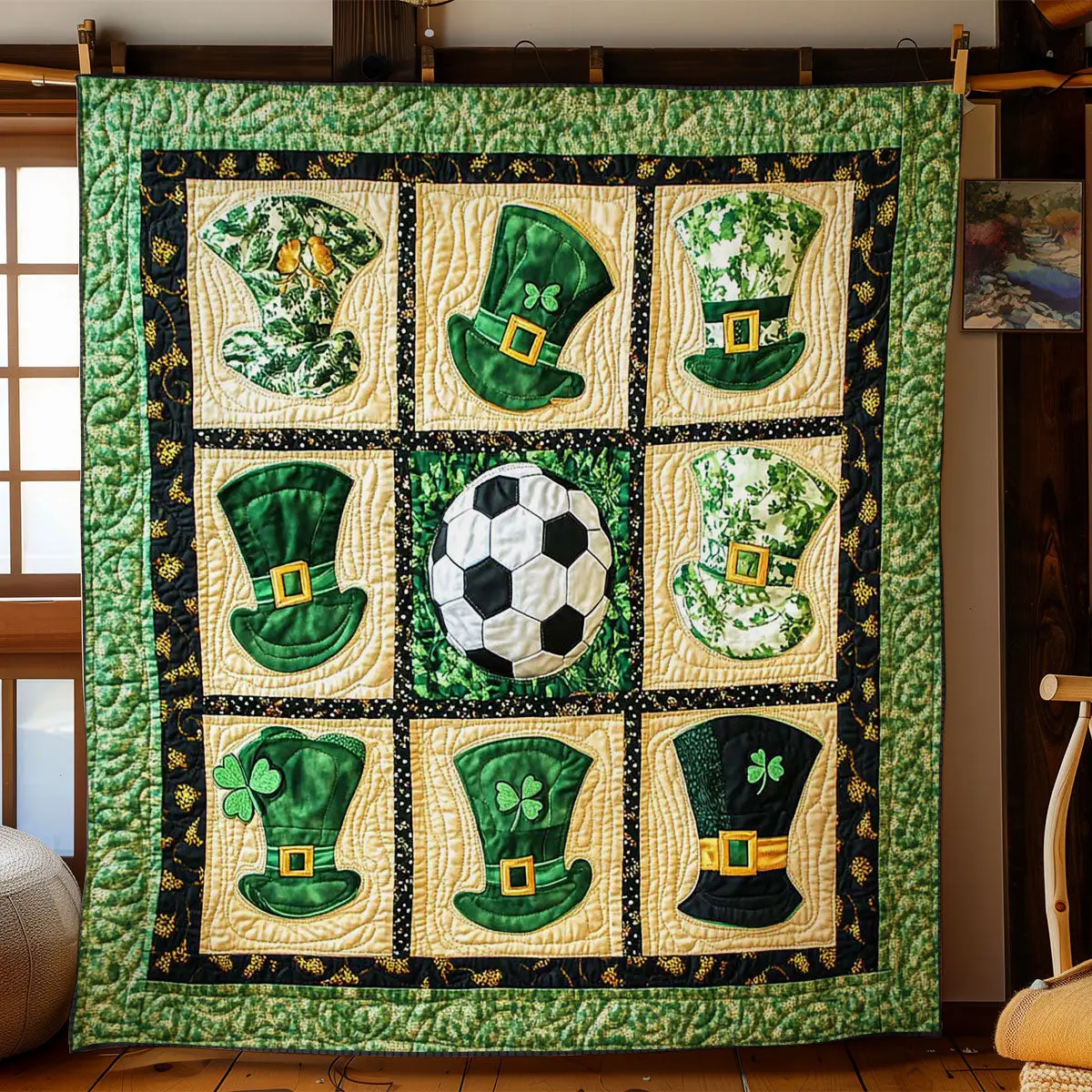 Lucky Patrick's Day Ball Quilted Blanket Bedding Decor Idea St Patricks Day Gift For Dad