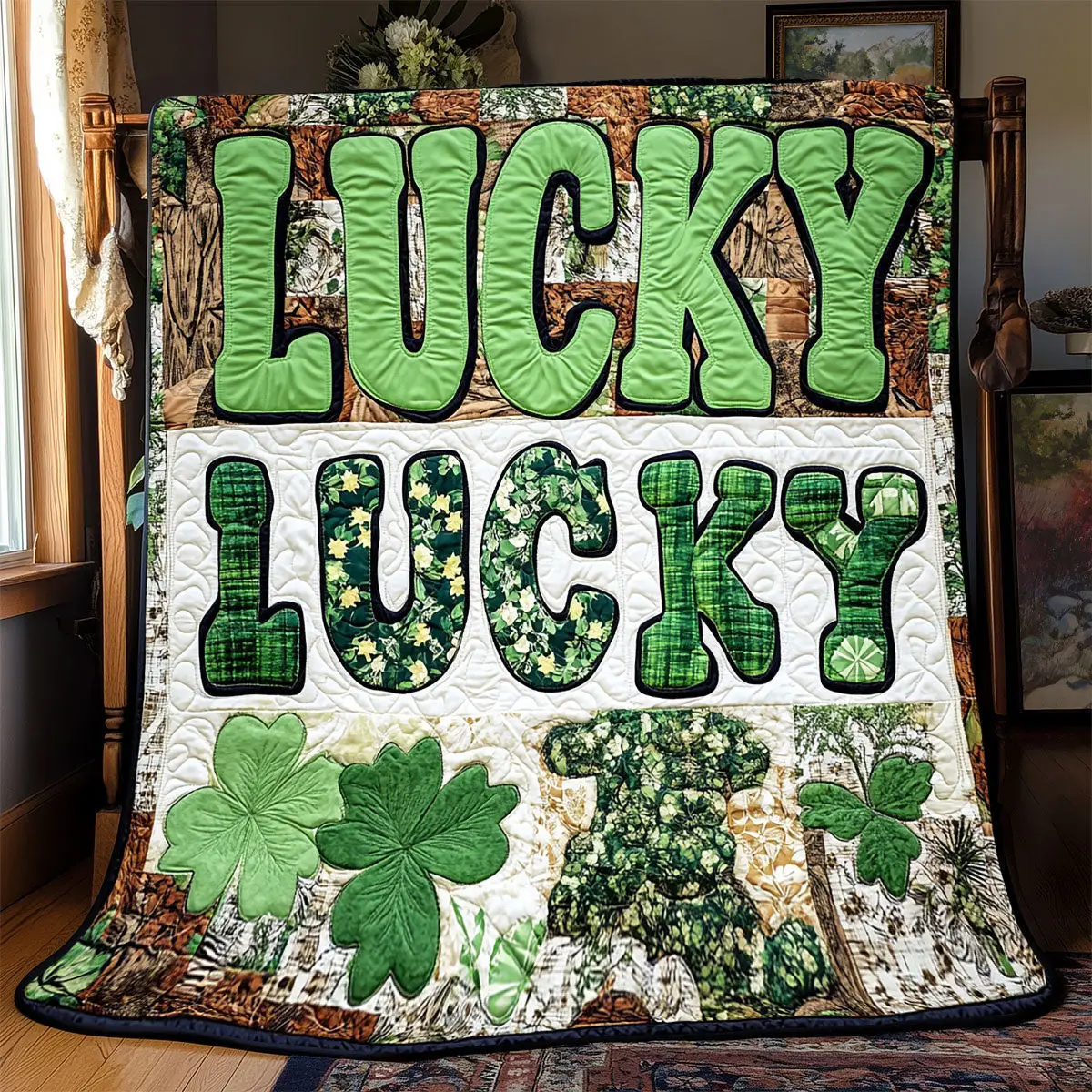 Lucky Quilt Blanket Patrick Day Gifts For Wife