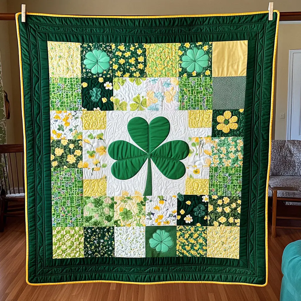 Lucky Shamrock Quilted Blanket Cozy Themed Bedroom Ideas St Patrick's Day Gift For Her