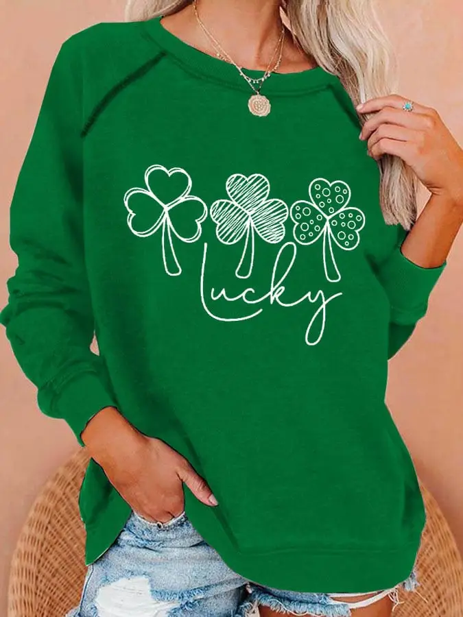 Lucky Shamrock Sweatshirt Women's St Patrick's Day Clothing Best St Patty Gifts