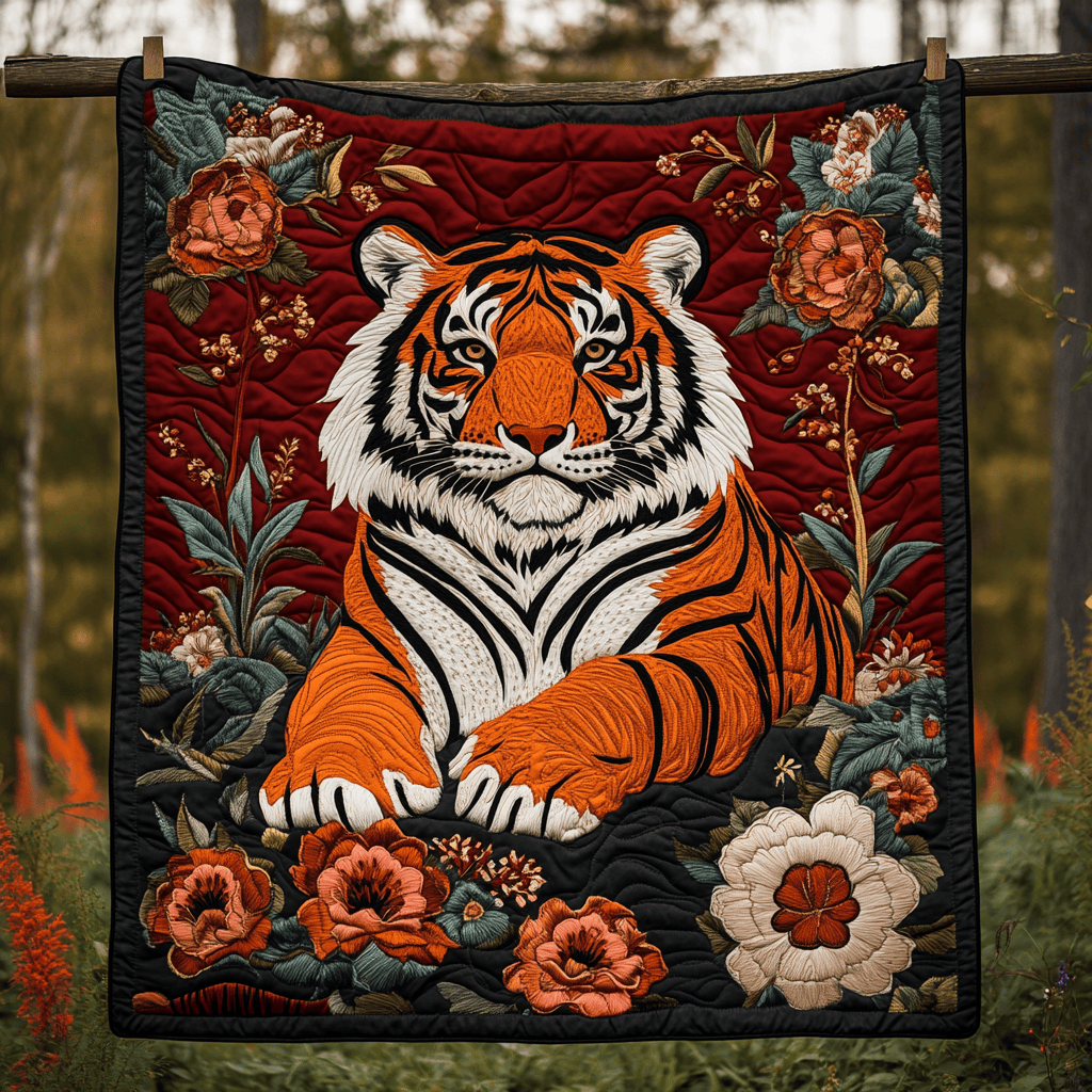Lucky Tiger Quilted Blanket Winter Decor Blanket Tiger Gifts For Adults