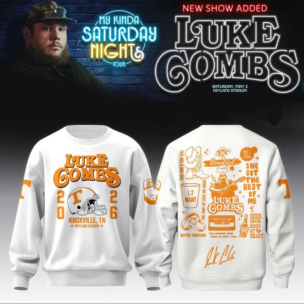 Luke Combs Merch x Tennessee Volunteers 2026 Sweatshirt My Kinda Saturday Night Tour Merch
