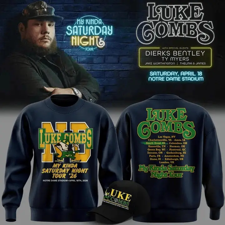 Luke Combs Notre Dame 2026 Sweatshirt My Kinda Saturday Night Tour Apparel Fans Gift Luke Combs Notre Dame 2026 Sweatshirt My Kinda Saturday Night Tour Apparel Fans Gift - Image 1