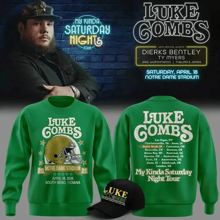 Luke Combs Notre Dame 2026 Sweatshirt My Kinda Saturday Night Tour Clothing Concert Outfits